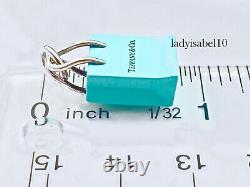 Tiffany & Co. Sterling Silver Shopping Bag Blue Enamel Charm Pendant Gift Box 2Y