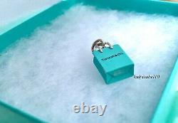 Tiffany & Co. Sterling Silver Shopping Bag Blue Enamel Charm Pendant Gift Box 2Y