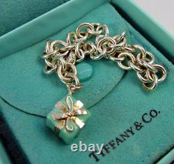 Tiffany & Co Sterling Silver Tiffany Blue Enamel Gift Present Charm Bracelet