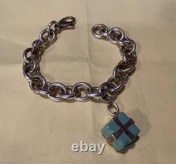 Tiffany & Co Sterling Silver Tiffany Blue Enamel Gift Present Charm Bracelet
