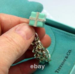 Tiffany & Co Sterling Silver Tiffany Blue Enamel Gift Present Charm Bracelet