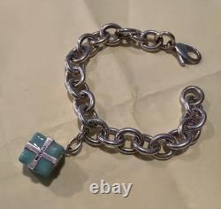 Tiffany & Co Sterling Silver Tiffany Blue Enamel Gift Present Charm Bracelet