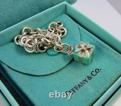 Tiffany & Co Sterling Silver Tiffany Blue Enamel Gift Present Charm Bracelet