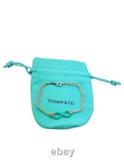 Tiffany & Co. Sterling Silver Two Strand Blue Enamel Infinity Bracelet 6.5