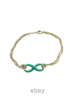 Tiffany & Co. Sterling Silver Two Strand Blue Enamel Infinity Bracelet 6.5