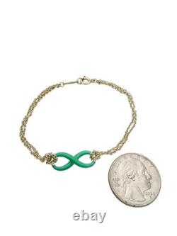 Tiffany & Co. Sterling Silver Two Strand Blue Enamel Infinity Bracelet 6.5