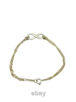 Tiffany & Co. Sterling Silver Two Strand Blue Enamel Infinity Bracelet 6.5