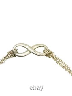 Tiffany & Co. Sterling Silver Two Strand Blue Enamel Infinity Bracelet 6.5