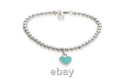 Tiffany & Co. Sterling Silver and Blue Enamel Beaded Bracelet 7.25 inch