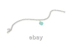 Tiffany & Co. Sterling Silver and Blue Enamel Beaded Bracelet 7.25 inch