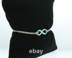 Tiffany & Co Sterling Silver and Blue Enamel Infinity Bracelet