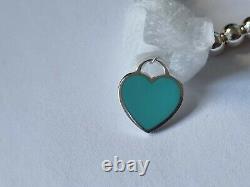 Tiffany&Co. Tiffany RTT Mini Blue Enamel / Silver Heart Tag Bracelet