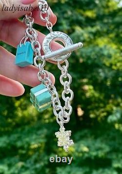 Tiffany & Co. Toggle Bracelet Charm Enamel Gift Box Shop Bag Snow Flake Silver