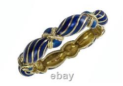 Tiffany & Co. Vintage 50's 18K Yellow Gold Blue Enamel Large Antique BRACELET