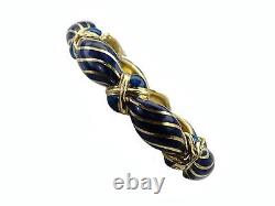 Tiffany & Co. Vintage 50's 18K Yellow Gold Blue Enamel Large Antique BRACELET