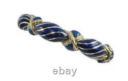 Tiffany & Co. Vintage 50's 18K Yellow Gold Blue Enamel Large Antique BRACELET