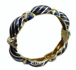 Tiffany & Co. Vintage 50's 18K Yellow Gold Blue Enamel Large Antique BRACELET