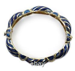 Tiffany & Co. Vintage 50's 18K Yellow Gold Blue Enamel Large Antique BRACELET