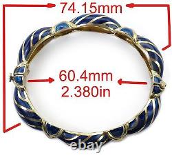 Tiffany & Co. Vintage 50's 18K Yellow Gold Blue Enamel Large Antique BRACELET