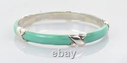 Tiffany & Co. X Bangle Bracelet in Sterling Silver with Tiffany Blue Enamel 7.75