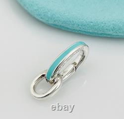 Tiffany Oval Clasping Link Blue Enamel Charm or Bracelet Necklace Extender