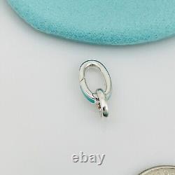 Tiffany Oval Clasping Link Blue Enamel Charm or Bracelet Necklace Extender