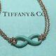 Tiffany And Co. Blue Enamel Infinity Bracelet Sterling Silver 925 With Box