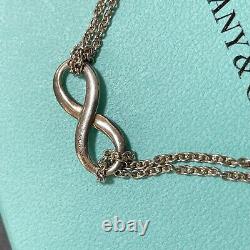 Tiffany and Co. Blue Enamel Infinity Bracelet Sterling Silver 925 with Box