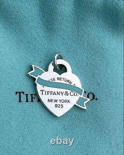 Tiffany & co return to tiffany blue enamel Heart Banner charm necklace bracelet