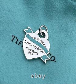 Tiffany & co return to tiffany blue enamel Heart Banner charm necklace bracelet