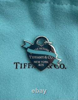 Tiffany & co return to tiffany blue enamel Heart Banner charm necklace bracelet