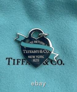 Tiffany & co return to tiffany blue enamel Heart Banner charm necklace bracelet