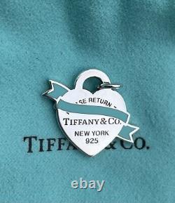 Tiffany & co return to tiffany blue enamel Heart Banner charm necklace bracelet