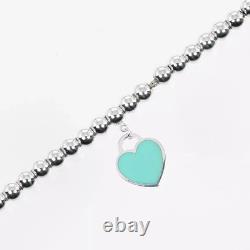 Tliffany & Co. Return To Bule Enamel Heart Tag Bead Bracelet 7