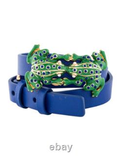 Tory Burch Frog Faux Pearl Enamel Leather Double Wrap Bracelet New gyuh