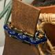 Tory Burch Logo Link Chunky Bangle Bracelet Blue Gold Enamel Chain Nwt Msrp $299