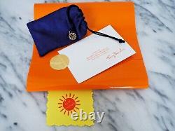 Tory Burch Multi Enamel Hinged Bracelet Blue Pink with Pouch $198 Brand New Tags