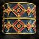 Tory Burch Vintage Navy Blue Red Gold Geometric Enamel Metal Cuff Bracelet