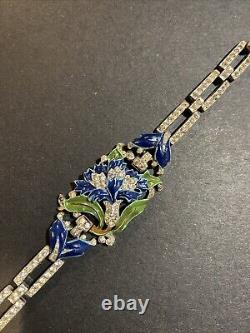 Trifari'Alfred Philippe''Rue de la Paix' Pave and Enamel Carnation Bracelet