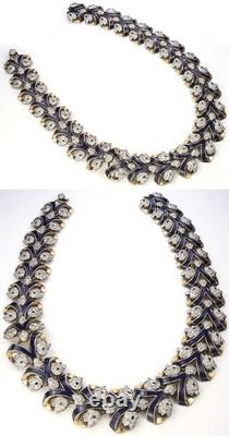 Trifari Philippe Empress Eugenie Blue Enamel Bows Necklace Bracelet Earrings Set