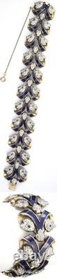 Trifari Philippe Empress Eugenie Blue Enamel Bows Necklace Bracelet Earrings Set