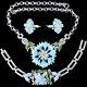 Trifari Philippe Rue De La Paix Pale Blue Flower Necklace, Bracelet Earrings Set