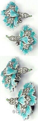 Trifari Philippe Rue de la Paix Pale Blue Flower Necklace, Bracelet Earrings Set