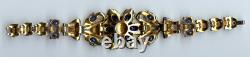 Trifari Vintage Empress Eugenie Blue Rhinestone Enamel Gold Pave Flower Bracelet