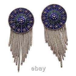 Turkish Anatoli Jewelry Blue Enamel & Sterling Silver Earrings & Bracelet Set