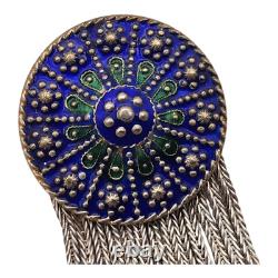 Turkish Anatoli Jewelry Blue Enamel & Sterling Silver Earrings & Bracelet Set