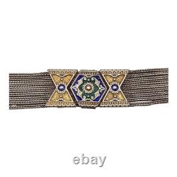 Turkish Anatoli Jewelry Blue Enamel & Sterling Silver Earrings & Bracelet Set