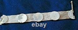 Turkish sterling silver Blue enamel 14 strand vintage bracelet Middle Eastern