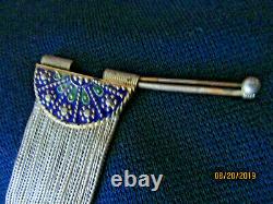 Turkish sterling silver Blue enamel 14 strand vintage bracelet Middle Eastern