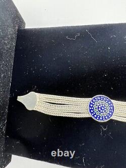 Turquoise Blue Green Enamel Flower sterling silver 925 bracelet